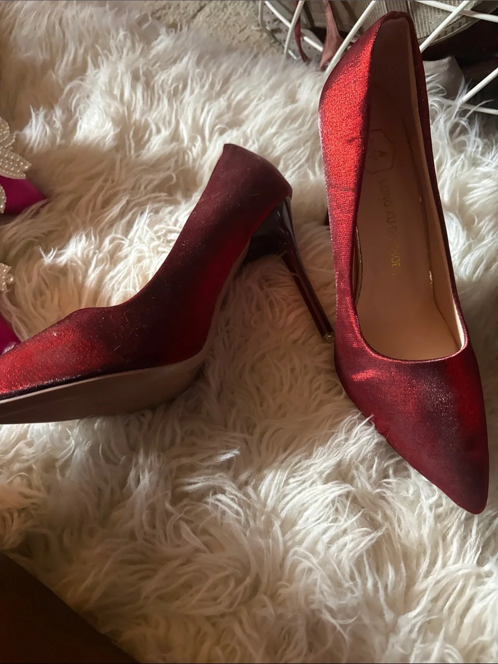 a new day Red Shimmer Pointed-Toe Pumps